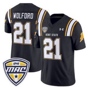 Cade Wolford Jersey #21 Kent State Golden Flashes 2025 Stitched Dark Navy