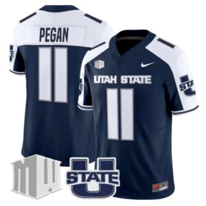 Braden Pegan Jersey #11 Utah State Aggies 2025 Vapor Limited Stitched Navy Alter