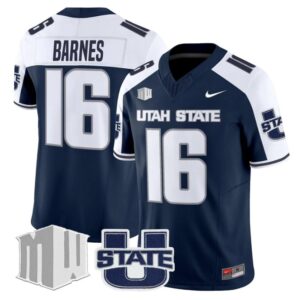 Bryson Barnes Jersey #16 Utah State Aggies 2025 Vapor Limited Stitched Navy Alter