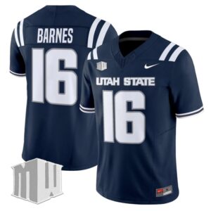 Bryson Barnes Jersey #16 Utah State Aggies 2025 Vapor Limited Stitched Navy