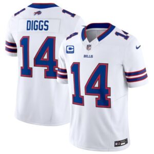 Bills #14 Stefon Diggs White 2023 F.U.S.E. With C Patch Vapor Untouchable