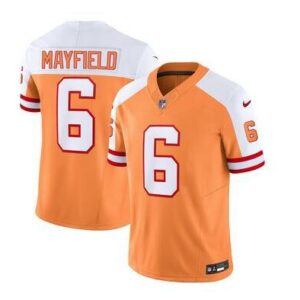 Buccaneers #6 Baker Mayfield 2023 F.U.S.E. WhiteGold With C Patch Throwback