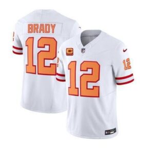 Buccaneers #12 Tom Brady 2023 F.U.S.E. White With 4-Star C Patch Throwback