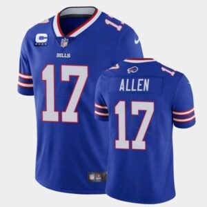 Buffalo Bills 2022 #17 Josh Allen Royal With C Patch Vapor Untouchable