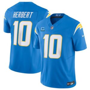 Chargers #10 Justin Herbert Blue 2023 F.U.S.E. With C Patch Vapor Untouchable