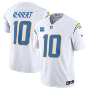 Chargers #10 Justin Herbert White 2023 F.U.S.E. With C Patch Vapor Untouchable