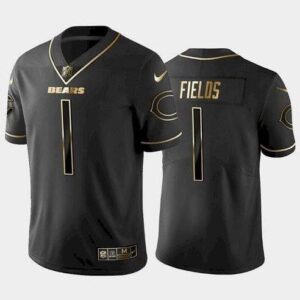 Chicago Bears #1 Justin Fields Black golden edition