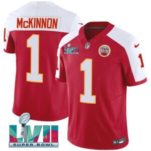Chiefs #1 Jerick McKinnon RedWhite 2023 F.U.S.E. With Super Bowl LVII Patch