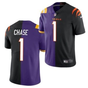 Cincinnati Bengals #1 Ja'Marr Chase BlackPurple Split