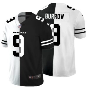 Cincinnati Bengals #9 Joe Burrow Black & White Split