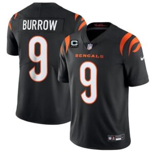 Cincinnati Bengals #9 Joe Burrow Black With 4-Star C Patch Vapor Untouchable