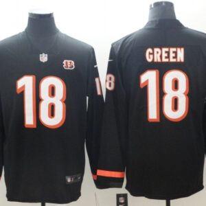 Cincinnati Bengals #18 Green Black Long sleeved