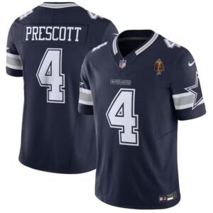 Cowboys #4 Dak Prescott Navy 2023 F.U.S.E. With Walter Payton Patch