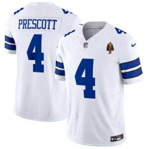 Cowboys #4 Dak Prescott White 2023 F.U.S.E. With Walter Payton Patch