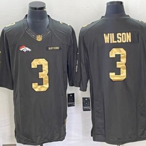 Denver Broncos #3 Russell Wilson Olive Gold