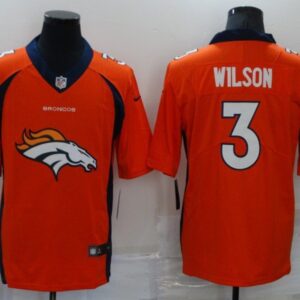 Denver Broncos #3 Russell Wilson Orange Big Logo Number Vapor Untouchable