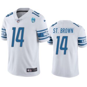 Detroit Lions #14 Amon-Ra St. Brown White 90th Anniversary Vapor Untouchable