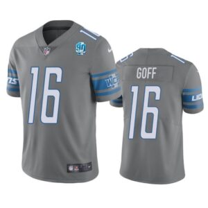 Detroit Lions #16 Jared Goff Grey 90th Anniversary Vapor Untouchable