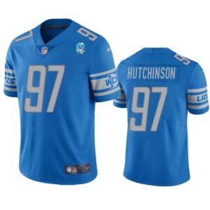 Detroit Lions #97 Aidan Hutchinson Blue 90th Anniversary Vapor Untouchable