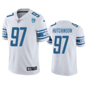 Detroit Lions #97 Aidan Hutchinson White 90th Anniversary Vapor Untouchable