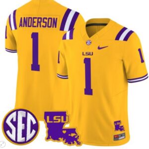 Aaron Anderson  #1 LSU Tigers 2024 Patch  College  Stitched Gold