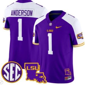 Aaron Anderson  #1 LSU Tigers 2024 Patch College  Stitched Purple Alternate