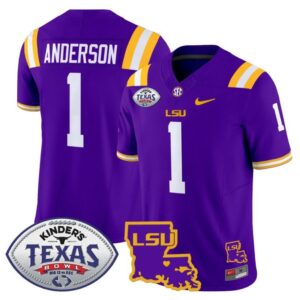 Aaron Anderson  #1 LSU Tigers 2024 Texas Bowl  Stitched Purple