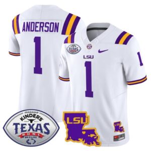 Aaron Anderson  #1 LSU Tigers 2024 Texas Bowl  Stitched White