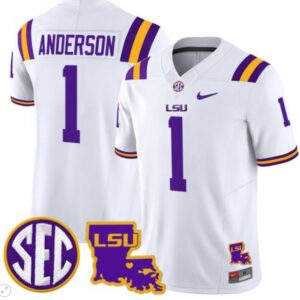 Aaron Anderson  #1 LSU Tigers 2024 Vapor  College  Stitched White