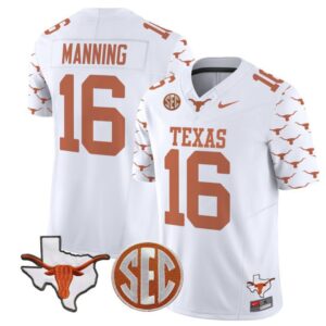 Arch Manning  #16 Texas Longhorns  Stitched White