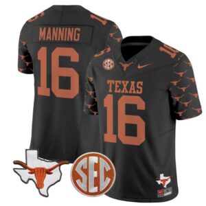 Arch Manning  #16 Texas Longhorns College  Stitched Black