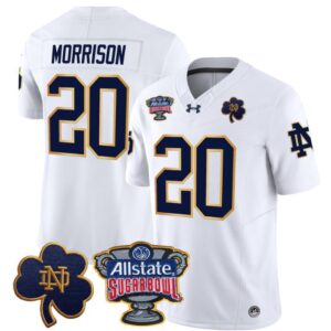 Benjamin Morrison  #20 Notre Dame 2024 Sugar Bowl Patch  White