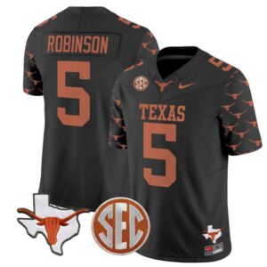 Bijan Robinson  #5 Texas Longhorns  Stitched Black