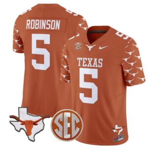 Bijan Robinson  #5 Texas Longhorns  Stitched Texas Orange