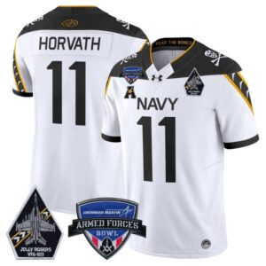 Blake Horvath  #11 Navy Midshipmen 2025 Armed Forces Bowl  White