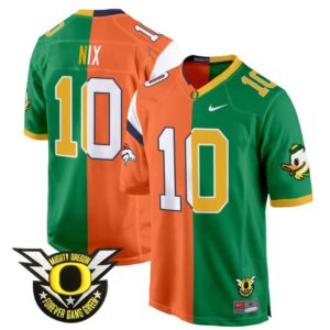 Bo Nix  #10 Oregon Ducks Split Game College  All Stitched Orange