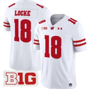 Braedyn Locke  #18 Wisconsin Badgers Vapor  Stitched White