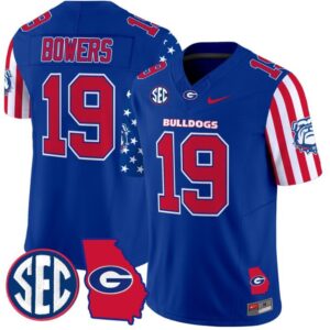 Brock Bowers  #19 Georgia Bulldogs American Style Vapor   Stitched Royal