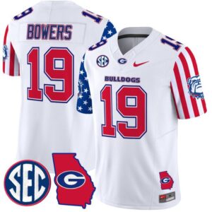 Brock Bowers  #19 Georgia Bulldogs American Style Vapor   Stitched White