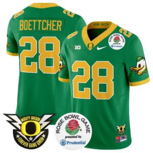 Bryce Boettcher  #28 Oregon Ducks  2024 Rose Bowl Stitched Green