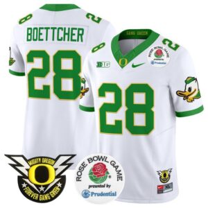 Bryce Boettcher  #28 Oregon Ducks  2024 Rose Bowl Stitched White