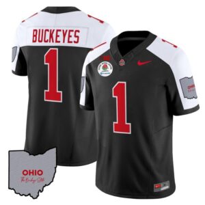 Buckeyes  #1 Ohio State Rose Bowl Patch  V3 Stitched Black Alternate