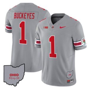Buckeyes  #1 Ohio State Rose Bowl Patch  V3 Stitched Gray