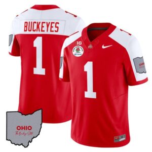 Buckeyes  #1 Ohio State Rose Bowl Patch  V3 Stitched Red Alternate