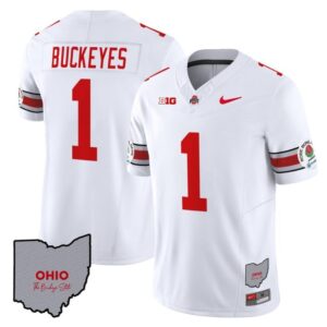Buckeyes  #1 Ohio State Rose Bowl Patch  V3 Stitched White
