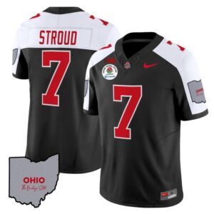 C J Stroud  #7 Ohio State Rose Bowl Patch  V3 Black Alternate