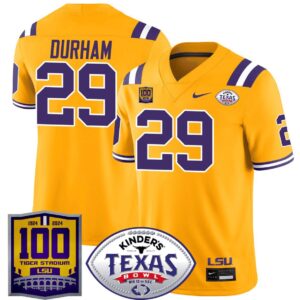 Caden Durham  #29 LSU Tigers Texas Bowl Patch  Gold