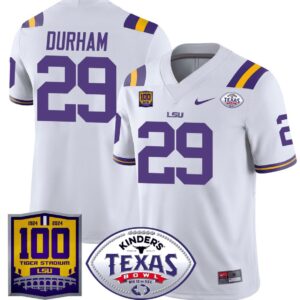 Caden Durham  #29 LSU Tigers Texas Bowl Patch  White