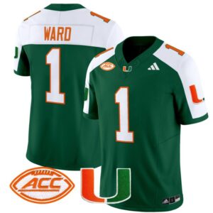 Cam Ward  #1 Miami Hurricanes Vapor  Stitched Green Alternate