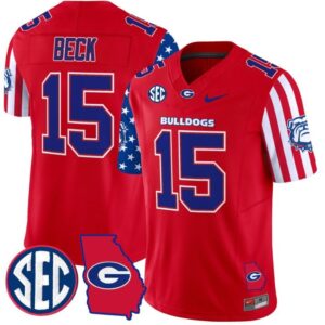 Carson Beck  #15 Georgia Bulldogs American Style Vapor   Stitched Red